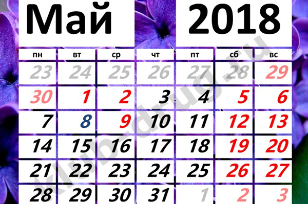 РАБОЧИЕ И ВЫХОДНЫЕ ДНИ В МАЕ